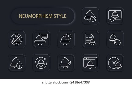 Alarm clock line icon. Calendar, reminder, important day, dont oversleep, message, notification. Neomorphism style. Vector line icon for business and advertising