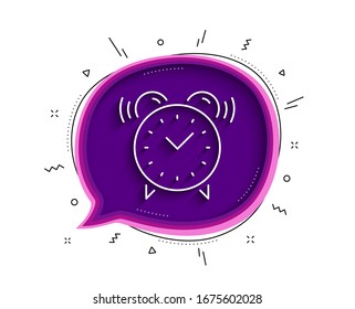 Wecker-Zeiger-Symbol. Chatblase mit Schatten. Zeit oder Uhrzeichen. Leuchtendes Wecker-Symbol. Vektorillustration