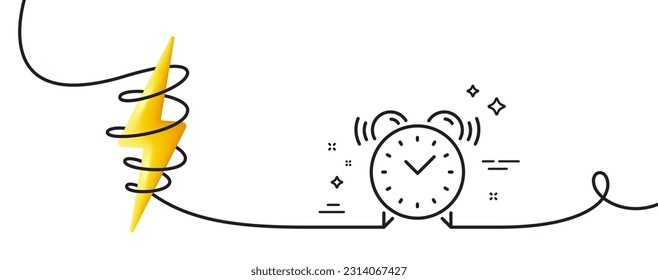Wecker-Zeiger-Symbol. Kontinuierlich eine Linie mit curl. Zeit oder Uhrzeichen. Wecker-Einfach-Rahmenband. Loop-Kurve mit Energie. Vektorgrafik
