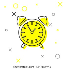 Alarm clock line icon isolated on white background. Wake up, get up concept. Time sign. Vector Illustration
