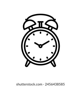 alarm clock line icon, isolated background
