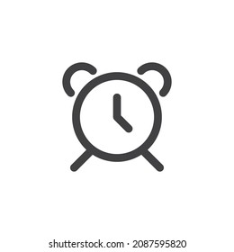 Icono de la línea de reloj de alarma. signo de estilo lineal para concepto móvil y diseño web. Icono de vector de contorno de tiempo de reloj. Símbolo, ilustración del logotipo. Gráficos vectoriales