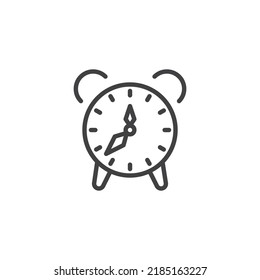 Wecker-Zeiger-Symbol. lineares Stilzeichen für mobiles Konzept und Webdesign. Umriss-Vektorsymbol der Uhr. Symbol, Logo-Abbildung. Vektorgrafik