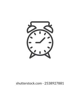 Alarme ícone da linha do relógio. sinal de estilo linear para conceito móvel e web design. Relógio com uma função de alarme ícone de vetor contorno. Símbolo de despertar, ilustração do logotipo. Gráficos vetoriais