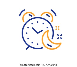 Alarm clock line icon. Night sleep time sign. Bedtime watch symbol. Colorful thin line outline concept. Linear style alarm icon. Editable stroke. Vector