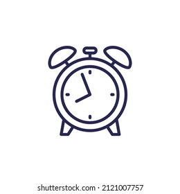Alarm clock line icon on white