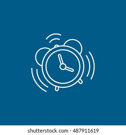 Icono De Línea De Reloj De Alarma En Fondo Azul