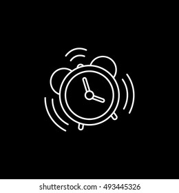 Alarm Clock Line Icon On Black Background