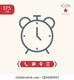 alarm clock line icon, outline vector illustration.