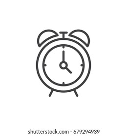 Alarm clock line icon, outline vector sign, linear style pictogram isolated on white. Symbol, logo illustration. Editable stroke. Pixel perfect graphics
