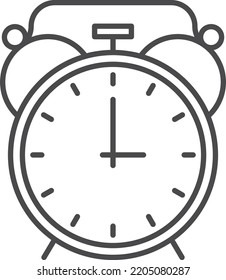 Icono de la línea de reloj de alarma. Símbolo de recordatorio. Firma de fecha límite