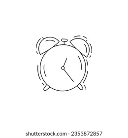 Icono de la línea de reloj de alarma. Icono de la línea delgada de alarma.
