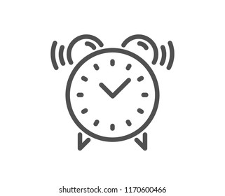Alarm clock line icon. Time or watch sign. Quality design element. Classic style alarm clock icon. Editable stroke. Vector