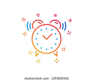 Alarm clock line icon. Time or watch sign. Gradient design elements. Linear alarm clock icon. Random shapes. Vector