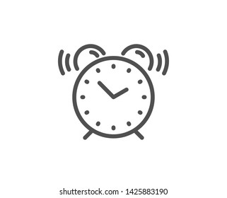 Alarm clock line icon. Time sign. Watch symbol. Quality design element. Linear style alarm clock icon. Editable stroke. Vector