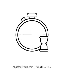 Icono de la línea de reloj de alarma. Gestión del tiempo, fecha límite, gestión del tiempo. Ilustración del vector