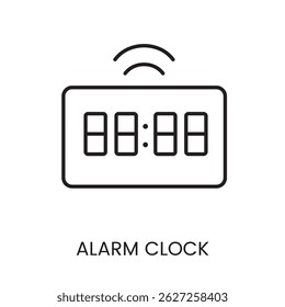 Alarm clock line icon vector, with editable stroke, perfect for sleep tracking apps and smart home dashboards.