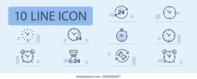 Alarm clock line icon. Wake-up call, morning routine, time management, bedside essential. Pastel color background. Vector line icon for business and advertising