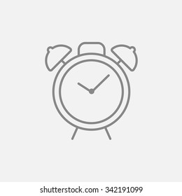 Alarm clock line icon for web, mobile and infographics. Vector dark grey icon isolated on light grey background.