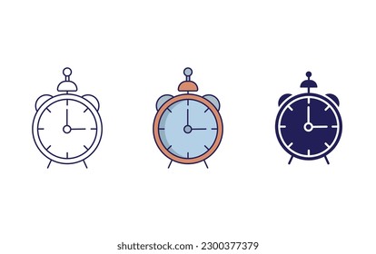 alarm clock line and solid illustration icon