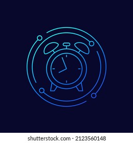 Icono de vector de línea de reloj de alarma