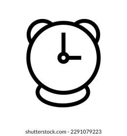 Alarm clock Lineal Icon Symbol Vector. Black Outline Alarm clock Icon