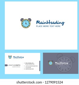 Alarm clock Logo design with Tagline & Front and Back Busienss Card Template. Vector Creative Design