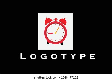Alarm clock logo image on black background colors