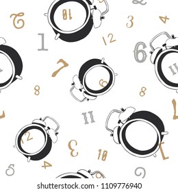 alarm clock .lost time concept, vector illustration seamless pattern.