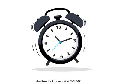 Alarm clock. Loud signal to wake up in the morning from bed. Getting up in the morning or waking up. Mechanical signaling device, bell. Vector illustration of Alarm Clock Sounds. Wake up time