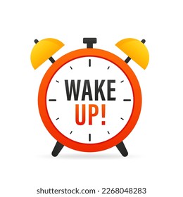 Alarm clock. Loud signal to wake up in the morning from bed. Getting up in the morning or waking up. Mechanical signaling device, bell. Waking up time motivation. Flat design. Vector illustration