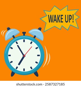 Alarm clock. Loud signal to wake up in the morning from bed. Getting up in the morning or waking up. Vector illustration