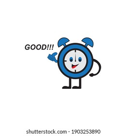 Alarm clock mascot character logo design template
