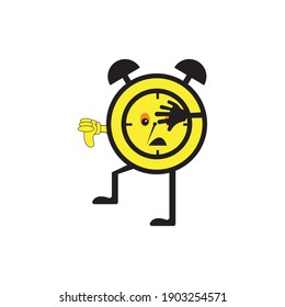 Alarm clock mascot character logo design template
