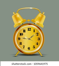 alarm clock metal color gold.Vector Illustration.