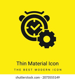 Icono de material amarillo brillante mínimo de reloj de alarma