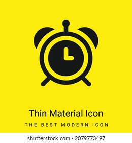 Icono de material amarillo brillante mínimo de reloj de alarma