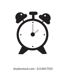 Alarm clock monochrome icon. Vector illustration.