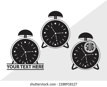 Alarm Clock Monogram SVG Printable Vector Illustration