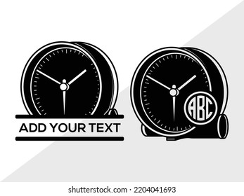 Ilustración de vectores impresos SVG monograma de reloj de alarma