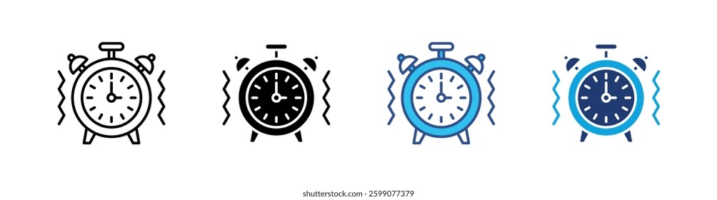 Alarm Clock Multi Style Icon Set Vector