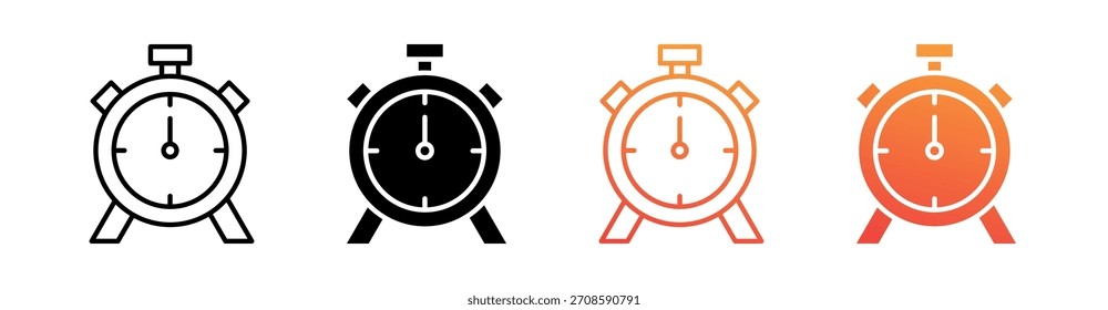Vector de conjunto de iconos de estilo múltiple de reloj de alarma