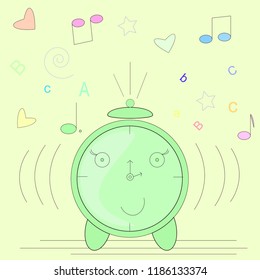alarm clock with music notes