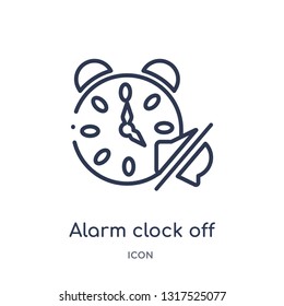 alarm clock off icon from technology outline collection. Thin line alarm clock off icon isolated on white background.