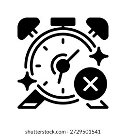 Alarm Clock Off Line Icon, Outline Symbol for Rest Period, Uninterrupted Sleep, Silence Setting, Relaxation Time, and Freedom from Schedule. Vector Sign Icon.