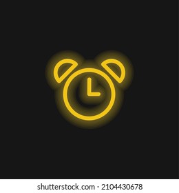 Reloj de alarma del viejo diseño icono del neón amarillo brillante