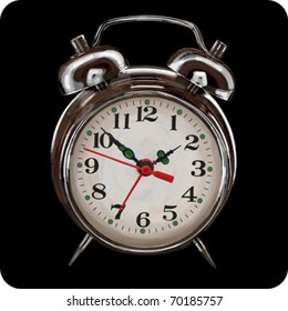 Alarm clock on a black background - vector color paint. Eps10
