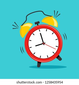 Alarm clock on blue background. Vector illustration