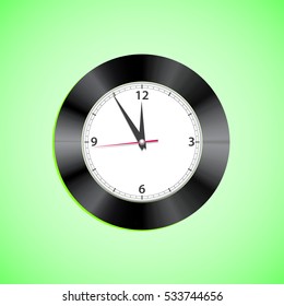 Alarm clock on green background Vector