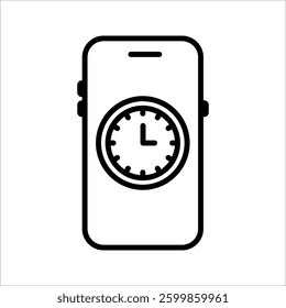 Alarm clock on smartphone screen Icon. Symbol isolated white background. vector illustration. color editable.